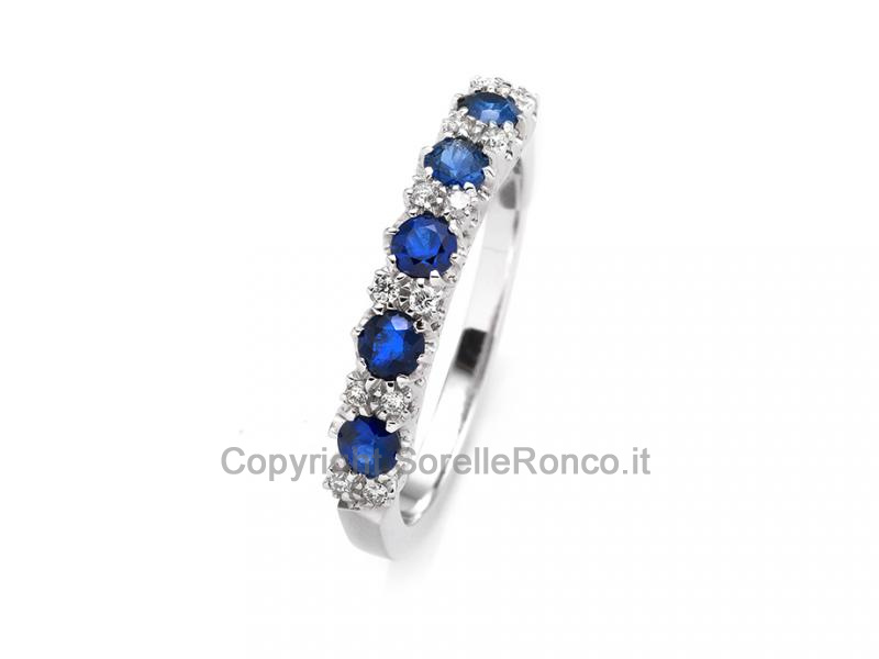 ANELLO ORO DIAMANTI E ZAFFIRI 0.63 CT